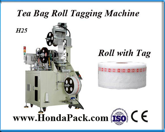 Honeycomb nylon pyramid tea bag roll tagging machine