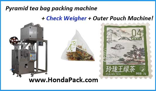 Pyramid tea bag packing machine + Check weigher for herbal tea
