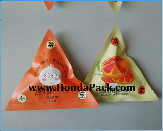 New triangle shaped tea bag packing machine for triangular shaped pouch works with your Pyramid tea bag machine!