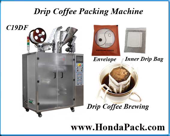 C19DF Drip coffee filter paper bag packaging machine with Auger Screw as filling system