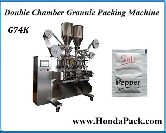 Double chamber salt and pepper packing machine