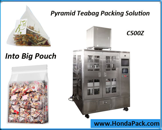 Automatic doypack packaging machine for pyramid tea bag into stand up pouch with ziplock