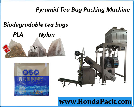 Pyramid tea bag filling and sealing machine for thai tea