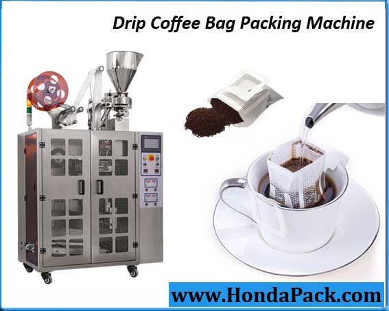 Ultrasonic hanging ear drip coffee bag packing machine with outer bag