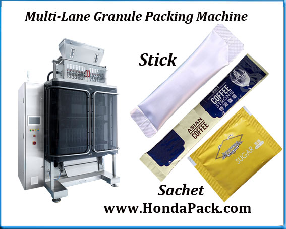 Multi-lane back sealing granule packaging machine