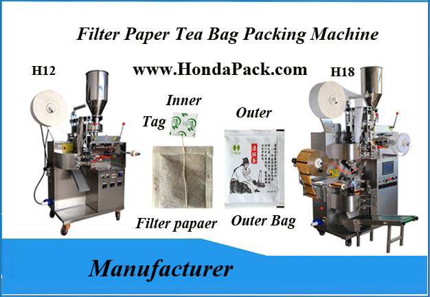 Inner and outer tea bag packing machine with tag